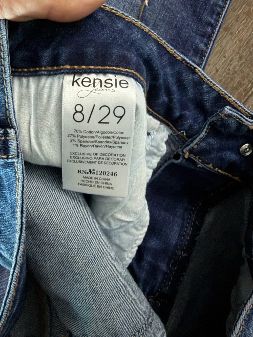 Kensie Dark Blue Cropped Jeans with Floral Embroidery - Picture 8 of 11